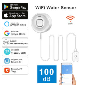 DYGSM Tuya WIFI Water Leak Detector Water level Sensor 100dB High-Volume Alarm Real-Time APP Alerts Easy Setup for Home Safety