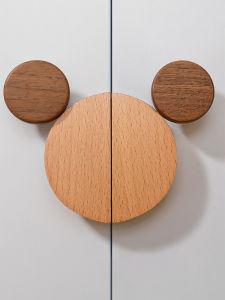 INNDUN | Bear Mickey Wooden Childrens Drawer Handles