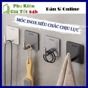 Móc Dán Tường Chịu Lực Siêu Dính Chất Liệu INOX 304 Cao Cấp - Móc Treo Quần Áo Khăn Dán Tường Bằng Inox Không Gỉ Set Miếng Dán 3m Đễ Dính Và Bền Chống Nước Chịu Lực Cao Không Cần Khoan Đục Móc Inox Chữ L