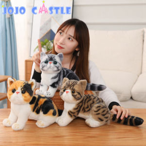 JOJO CASTLE Simulation Plush 26cm Cute Lifelike Cat Fluffy Stuffed Animals Garfield Cat Plush Toy Real-life Animals Kids Toy Gift for Children