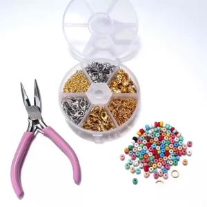 1box/1set 450pcs Jewelry Making Kit With Lobster Clasps Jump Rings & Pliers - Diy Beading Supplies For Crafting Necklaces