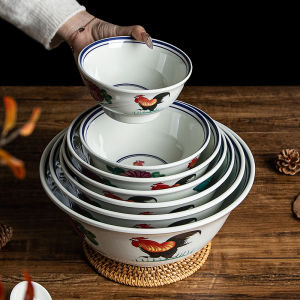 Thickened Retro Chicken Design Noodle Bowl for Restaurant Use Beef Soup Noodle Bowl Commercial Grade Small Pot Rice Noodle Bowl