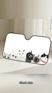 Black And White Cat Car SunShade Windscreen Front Window Visor 70x130cm Sun Visor Solar Protect Plaid Gift Novelty Car