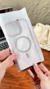 For Magsafe Magnetic Solid Color Lens Bracket Phone Case For iPhone 16 Pro Max 14 11 12 13 15 Pro Max Acrylic Transparent Cover
