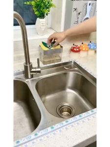 กล่องกดน้ํายาล้างจาน เครื่องกดน้ํายาล้างจาน ที่กดน้ํายาล้างจาน 2in1 กล่องใส่น้ํายาล้างจาน วางฟองน้ํา น้ํายาล้างจานิ