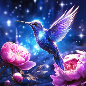 Huacan New Arrivals 2026 Diamond Painting Purple Hummingbird Peony Diamond Embroidery Animal Flower Complete Kit Wall Decor