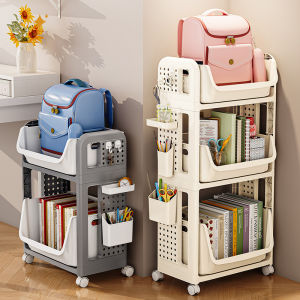 Multilayer Mobile Book and Bag Organizer Storage Cart