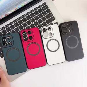 Luxury PU Leather Wireless Charging for Magsafe Magnetic Phone Case for OnePlus 15 13R 13T 13S OnePlus15 Protective Back Cover