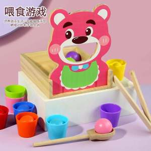 Color Classification Cognitive Feeding Game for Children Early Education Chopsticks Spoon Wooden Toys Intelligence Training 2 Years+