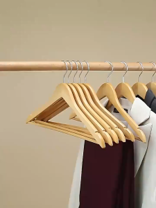 SG【READY STOCK】10PCS Solid Wood Hangers clothes hanger non-slip and traceless household clothes drying rack
