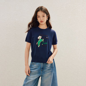 INMAN | Breathable Dog Embroidered Knitwear Short Sleeve