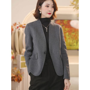 Elegant High-end Fall New Design Double-faced Womens Jacket