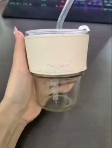 Personalized water cup Coffee Cup with Cover Hot and Cold Dual-use Unique design of glass water cup