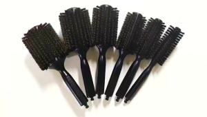 New 6 Sizes Black Wood Handle Boar Bristles Round Hair Brush Removable Tail Hairdressing Brush Pro Salon Barber Hair Round Comb