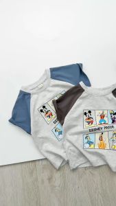 Set bộ thun tay ngắn set raplang họa tiết hoạt hình bé trai thun cotton 1 đến 7tuổi BERNIE H0924B42