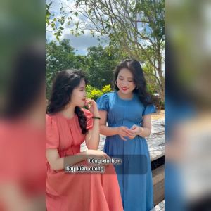 Đầm Linen xước đũi xước chiết eo bo thun đầm đi chơi dạo phố - BH23