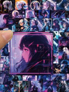 Cyberpunk Girl Illustration Waterproof Stickers for Notebook Decoration Mobile Phone Case Cartoon Female Adhesive Decals
