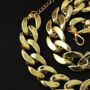 Pet Necklace Thick Gold Plated Plastic Adjustable For Medium Large Dogs Bulldog