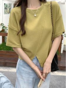 Womens Loose Cotton Short Sleeve T-shirt Summer Chic Sweet And Spicy Half-length Top Fashionable Korean Style