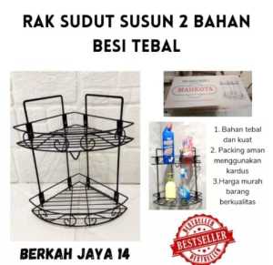RAK SUDUT KAMAR MANDI SUSUN 2 POJOKAN SERBAGUNA ANTI KARAT BAHAN BESI TEBAL WARNA HITAM HARGA MURAH BARANG BERKUALITAS PROMO DISKON TERLARIS