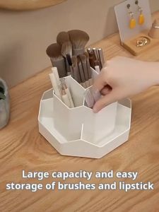 Rotating Makeup Holder with Base 360° Rotation Large Capacity Desktop Stationery Cosmetic Organizer Stand