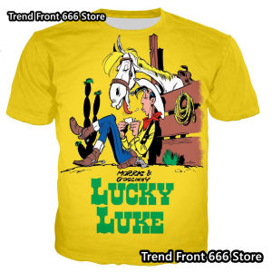 Boys Girls Lucky Luke French Animation Tshirts 3D Print Kids Tops Childrens Casual Oversized T Shirt Children Clothes