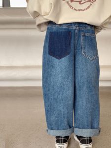 Girls Jeans Autumn Wear 2025 New Children Spring Summer Straight Leg Wide Leg Big Kids Outdoor Fashion Casual Pants