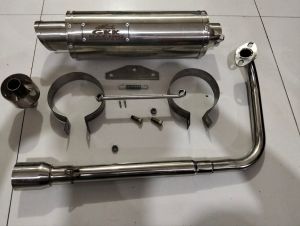GKK SHARK TIP POWER PIPE FOR HONDA CLICK V1 V2 V3 V4 63 MM -51 MM STRAIGHT ELBO COMPLETE ACCESSORIES BRACKET CLAMP SPRING SILENCER CANISTER AND LASER EMBROID EMBLEM