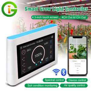 RJ14 RJ45 Smart BT Terminal Controller LED Grow Light Controller Timing Dimming APP Controller with Temp Humidity Sensors