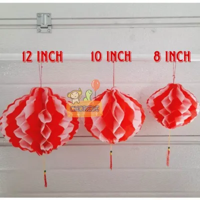 Lampion Gantung Plastik Honeycomb Merah Putih Hiasan DIRGAHAYU HUT RI