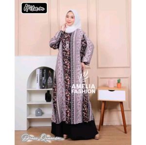 GAMIS BAHAN CRINCLE MOTIP QUENSA DRESS