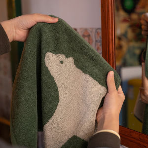 ผ้าขนหนูหมีขั้วโลกแนววินเทจผ้าฝ้ายแท้สำหรับล้างหน้าใช้ในบ้านผ้าขนหนูเพิ่มความหนาลายการ์ตูนสำหรับเด็กและผู้หญิงผู้ชายซับน้ำขนไม่หลุดลอก