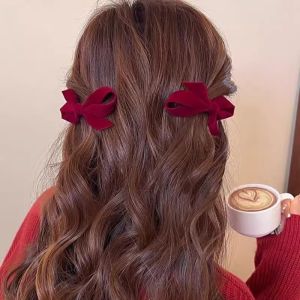 Red Butterfly Knot Hair Clip Womens New Years Fashion Hair Accessories Side Hair Clip Cute Forehead Clip Sweet Style