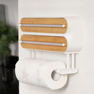 3 In 1/only 1 functional Aluminum Film Wrap Cutter WallMount Paper Towel Holder Cling Film Cutting Holder Plastic Wrap Dispenser