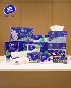 Vinda Deluxe Soft Pack Facial Tissue AppleWood Large Size (4x110s) - Strong Even When Wet