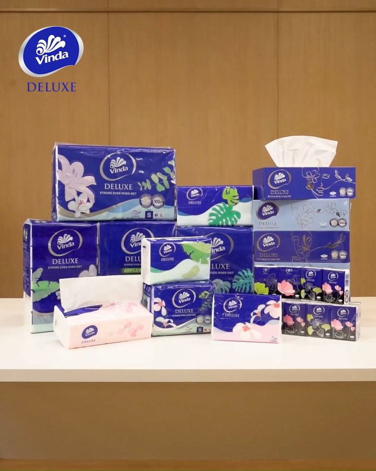 Vinda Deluxe Soft Pack Facial Tissue AppleWood Large 3-ply (110s x 4) - Soft Gentle Tissue Paper