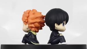 Bandai | 10Cm Volleyball Anime Haikyuu Hinata Shoyo Kageyama Tobio 2Pcs Set Q Version Cute Mini Sitting Action Figure Pvc Model Desk Toy