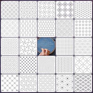 YOWEI | Reusable Sashiko Embroidery Stencils DIY Pet Sewing Patterns 8/9/24/32Pcs Geometric Line Quilting Templates