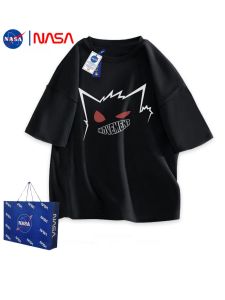 เสื้อยืดคู่รัก Pokemon NASA ผ้าฝ้ายแท้ ทรงหลวม สำหรับผู้ชาย แฟชั่นฤดูร้อน เสื้อผ้าใส่สบาย สไตล์ลำลอง ทรงหลวม