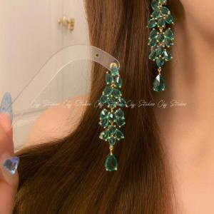 Long Leaf Silver Needle Drop Earrings Womens Fashion Jewelry Cliff Club Chinese Style Fresh out New Year Gift Alloy Embedded