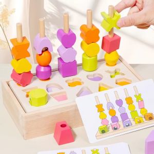 Educational Preschooler Beading and Sorting Block Toys