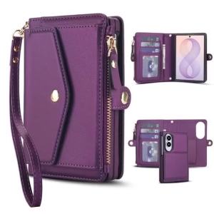 Zipper Card Holder Wallet Flip Leather Crossbody For Magsafe Case For Samsung Galaxy Z Fold 8 Ultra 7 6 5 4 3 Shockproof Cover