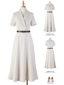 Váy Công Sở Màu Đào Chuyên Nghiệp Cho Nữ 2025 Mùa Xuân Mùa Thu Váy Công Sở Cao Cấp Váy Công Sở Chính Thức Váy Ngắn Tay Dài Vừa Phải