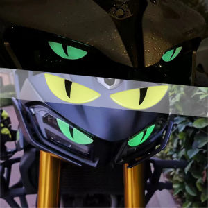 สติกเกอร์ไฟหน้ามอเตอร์ไซค์แมวตาแมวโกรธตกแต่งหมวกกันน็อคสากลทั้งหมดร่างกายกันน้ำสำหรับ BMW F900R F850GS F800GS F750 G310GS R1200GS R1250GS ADV TMAX XAMX NMAX V2 V4 PCX คลิก Z900 Z400 NINJA400 1000