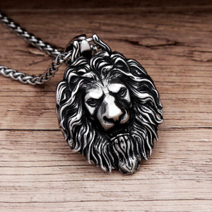Vintage Unique Stainless Steel Lion Pendant For Men Punk Hip Hop Animal Biker Necklace Amulet Fashion Jewelry Gift Dropshipping