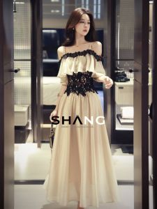 SHANGSHA | Flirty and Pure Style Lace Waist Corset Off-Shoulder Dress