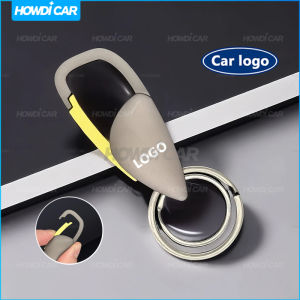 Móc chìa khóa xe ô tô tối giản màu đen với viền màu vàng cho xe máy