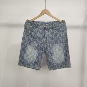 Quần Short Denim Họa Tiết Hoa Mùa Hè Cho Nam Quần Jeans Nam Cạp Vừa Dáng Rộng Thoáng Khí Mùa Hè 2025 Quần Jeans Nam