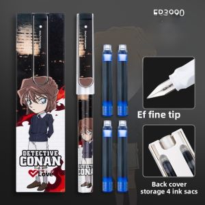 Conan Collaborative Limited Edition Refillable Ink Pen for Students Calligraphy Practice Erasable Blue Black Ink Cartridge Pen