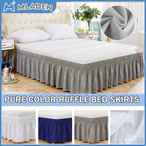 MLADEN Removable Bedskirt Ruffle Valance Drop Bed Skirt Can Fit From Single To King Stretchable Super